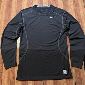 Nike Black Pro Combat Dri-Fit Tech Sportswear Fitted Sleeve Shirt Small